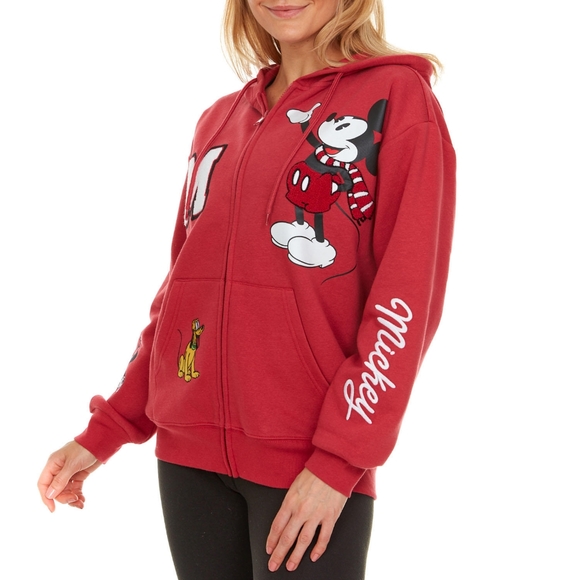 NWT Licensed Ladies Character MICKEY MOUSE Holiday Full Zip Up Hoodie Jacket L - Picture 4 of 11
